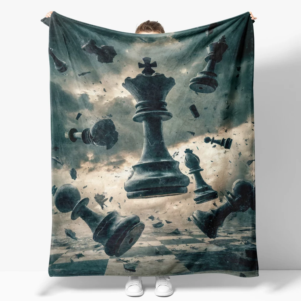 Cool and trendy chess wallpaper Flannel Blanket for Sofa Decoration Creative Throw Blankets For Bed