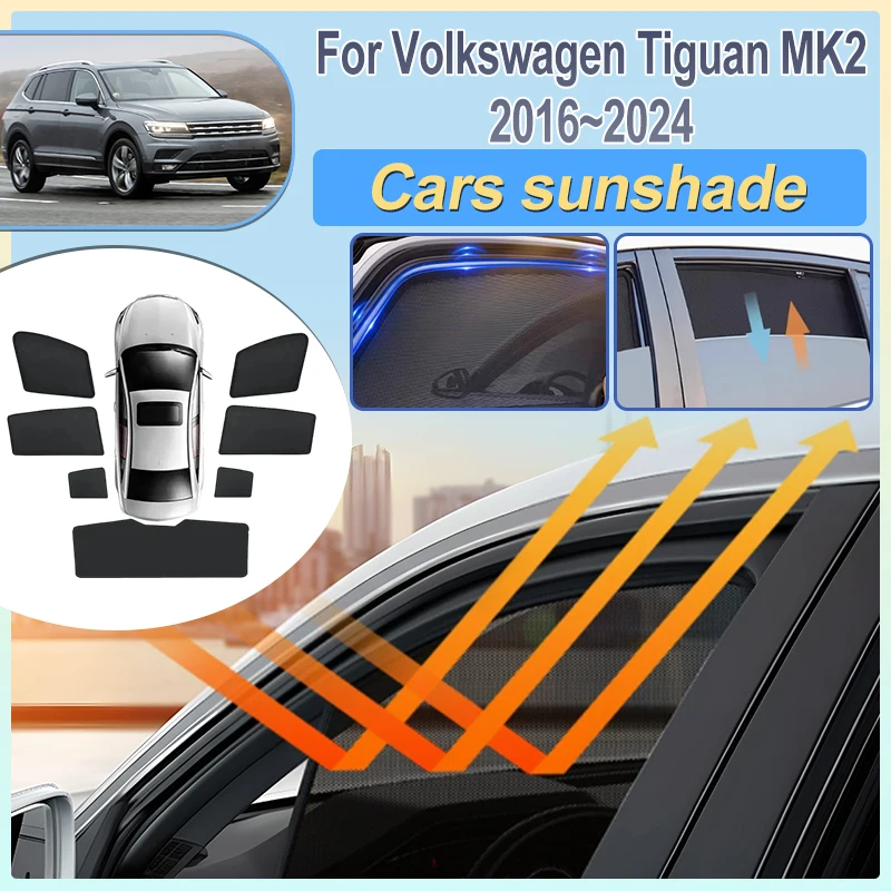 

For Volkswagen VW Tiguan Accessories 2016-2024 MK2 LWB Car Window Sun Shades Front Windshield Sun Visor Covers Auto Accessories