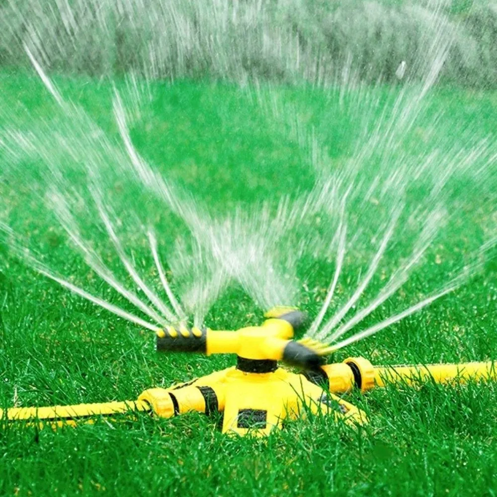 360° Auto-Rotating Lawn Irrigation Sprinkler Water-Saving Plastic Yard Coverage Sprayer Three-way Plant Watering Sprayer