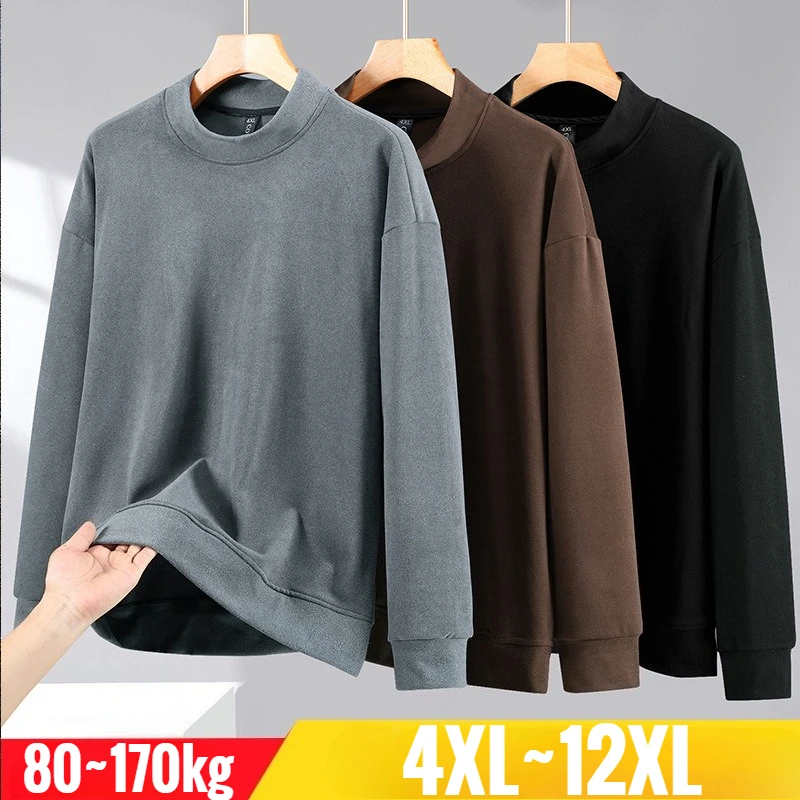 Extra Plus Size 12XL Men't T Shirts Long Sleeve Tshirt Male Winter Half Turtleneck Super Large Big 4xl 5xl 6xl 7xl 8xl 9xl 10xl