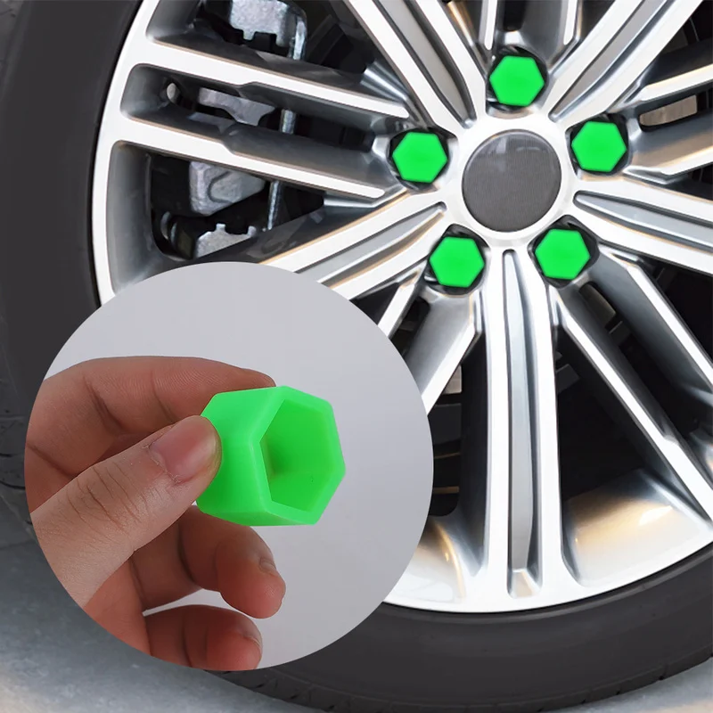 20Pcs Car Tire Luminous Hub Screw Cover Wheel Nuts Screw Bolt Decor Cover Anti-Rust Protection Cap Night Wheel Tyre Glowing Caps