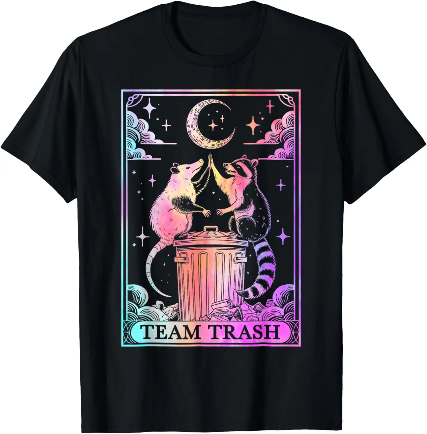 Tarot Card Shirt Team Trash Crescent Moon Opossum Raccoon T-Shirt