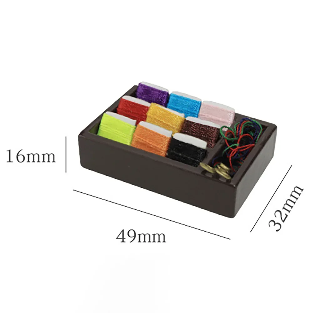1/12 Dollhouse Miniature Sewing Kit Mini Workbox Scissors Model Toy for Doll House Accessories Decoration