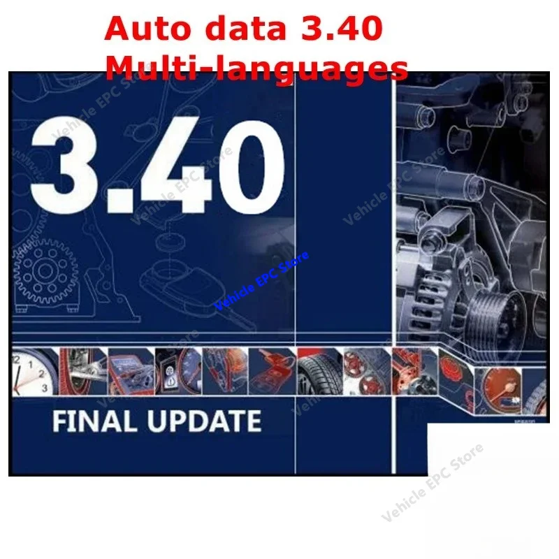 2026 Hot Sale Auto Data 3.40 Auto Repair Software Multi-languages Send by CD Guide Version Remote Automotive Car Tool Software