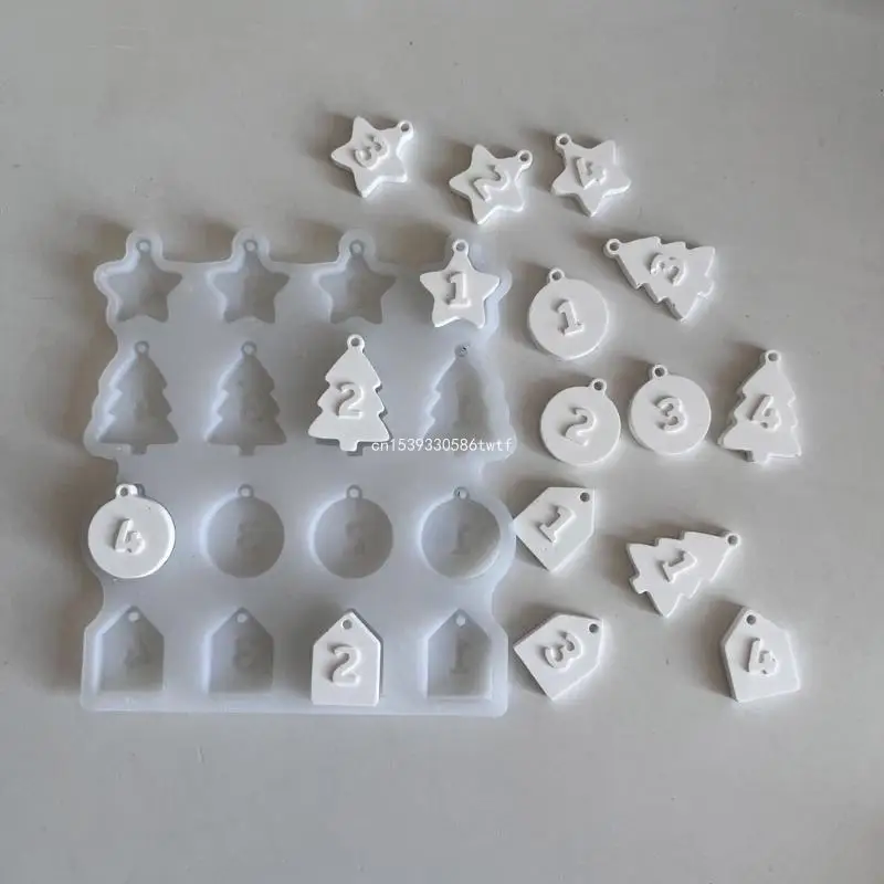 Kerstboom Ornament Mold Epoxyhars Nummer Hangende Hanger Siliconen Mal Dropship