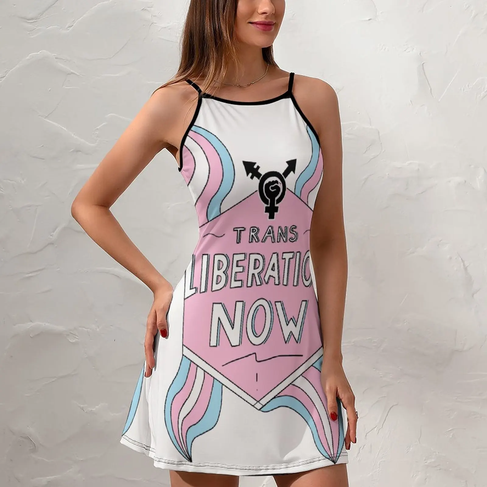 Sexy  Woman's Gown Dresses Trans LIberation Now  Women's Sling Dress Creative  Vacations Humor Graphic