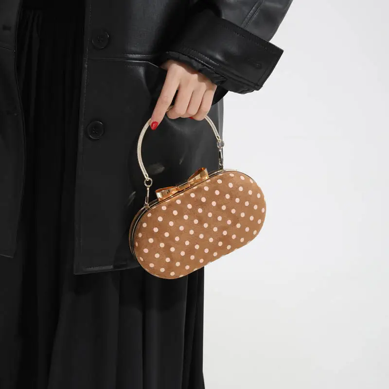 Exquisite Fashionable French Retro Sweet Lolita Girls Round Bag Romantic Cute Red Polka Dot Candy Elegant Casual Box Handbag