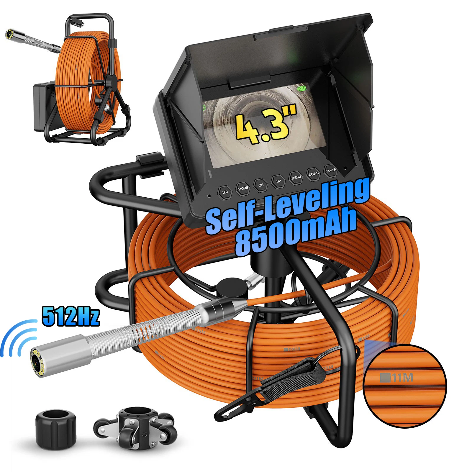Sewer Camera 4.3 inch DVR, AHD 1080P Pipe Inspection Camera with 8000mAH Battery 16GB TF Card, 10/20/30M Drain Endoscope Camera