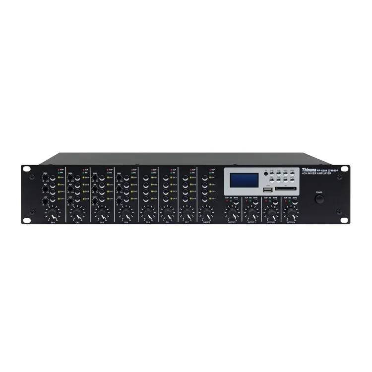 Thinuna PP-6284 II/4600P Public Address System 8 x 4 Audio Matrix Amplifier 4*600W Power Amplifier with USB/SD/BT /FM playback