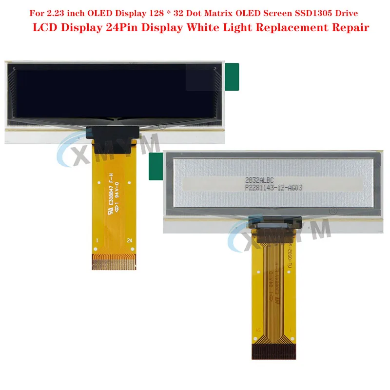 For 2.23 inch OLED Display 128 * 32 Dot Matrix OLED Screen SSD1305 Drive LCD Display 24Pin Display White Light Replace Repair