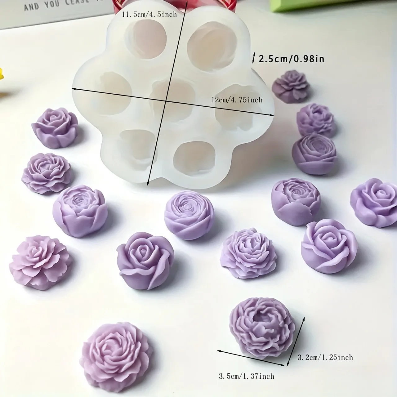 1 Stück 3D-Silikonform mit elegantem Rosenmuster – wiederverwendbare, flexible Form für Kerzen, Kunstharz, handgemachte Seifen und Tonarbeiten, zartes Blütenblatt-Design, Heimdekoration, Geschenk zum Valentinstag, Blumenformen, besonderes Geschenk für Bastelfreunde. – Detail 17
