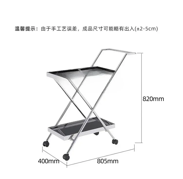 Hotel restaurant beverage service cart, hotel beauty club trolley, stainless steel double-deck dining cart