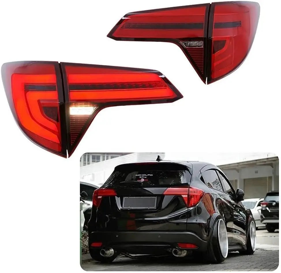 

LED Tail Lights For Honda HR-V 2016-2021 With Start Up Animation DRL Brake Sequential Turn Signal Rear Lamps Assembly Red Type 1