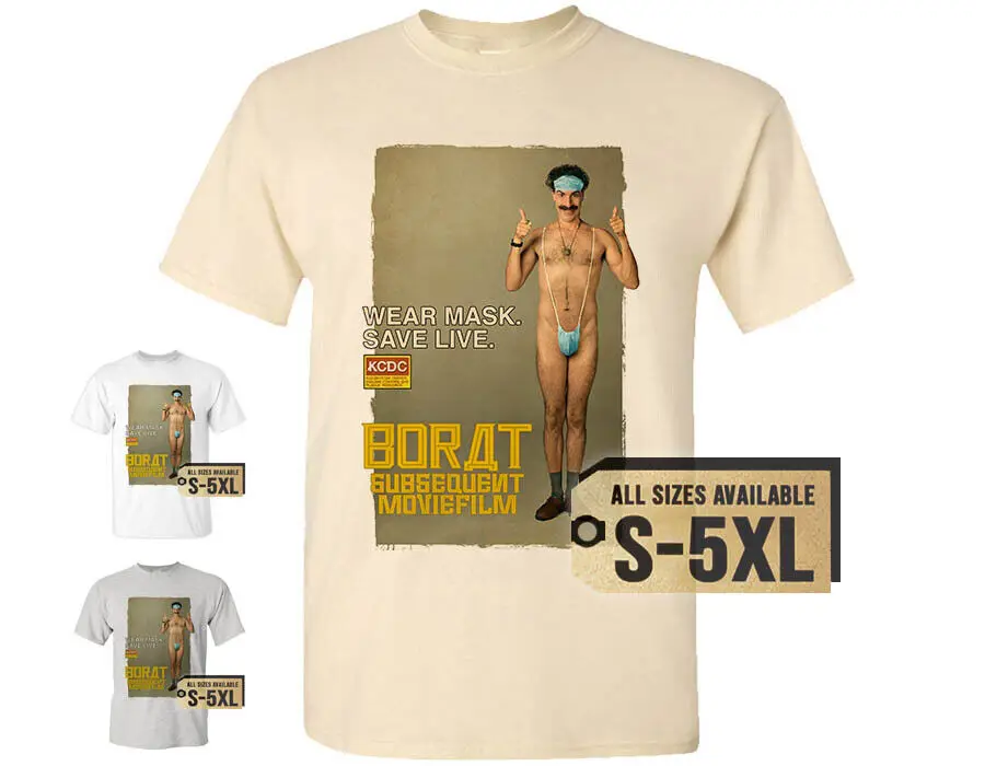 BORAT TV T-shirt TEE V3 Movie Poster cotton White Natural Gray all sizes S-5XL