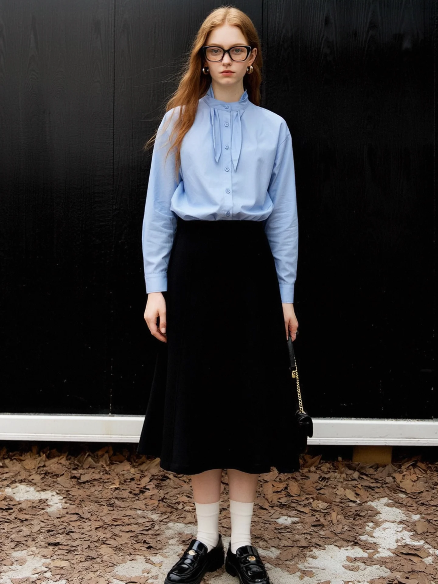 

HUAAPPUW Nautical Style Women's Loose Long Sleeve Shirt Spring 2026 Blue Button up Shirt Rabbit Ear Collar Breathable Polyester