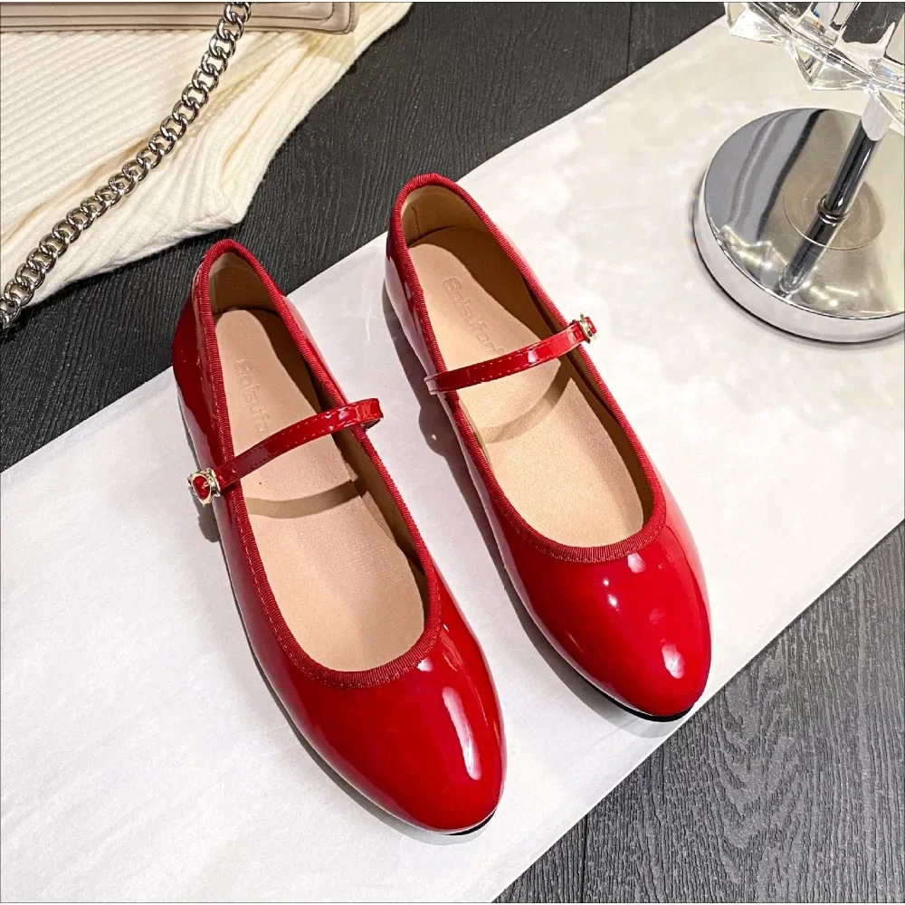 Flat shoes women\'s 2026 new Mary Jane single strap shallow mouth soft soled ballet shoes summer round toe single shoes women