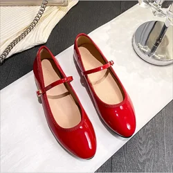 Flat shoes women's 2026 new Mary Jane single strap shallow mouth soft soled ballet shoes summer round toe single shoes women