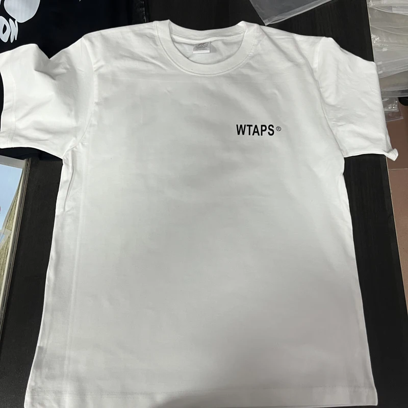 High Street Fashion Simple WTAPS Round Neck Short Sleeve High Quality Letter Print Wtaps White T-shirt Men Women Same Style