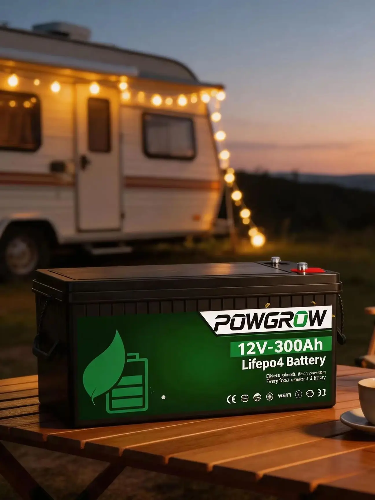 POWGROW 12V 300AH 24V 100Ah Bateria Lifepo4 A+ do magazynowania energii, bateria do falownika solarnego do systemów energii odnawialnej, wbudowany BMS — Zdjęcie 2 z 2