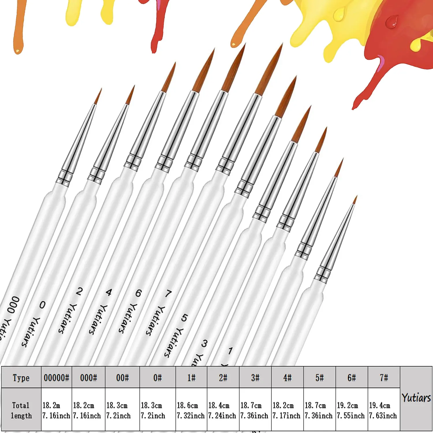 11pcs Miniature Paint Brushes Art Painting Brushes Weasel Hair Paint Brush Gouache Watercolor Oil Paints Artists Hand Painted
