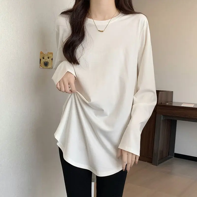 Autumn and Winter New Mid-length German Velvet Warm Bottoming Top for Women Plus Size Loose Belly-covering Long-sleeved T-shirt