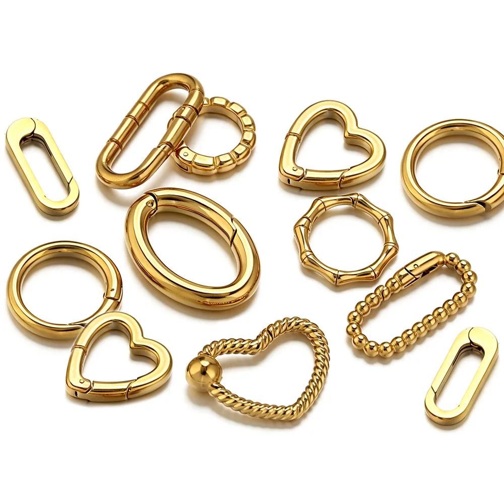 

2pcs Stainless Steel Hook Clasps Heart Round Gold Plated Connector Necklace Bracelet for DIY Jewelry Making Supplies Accessories