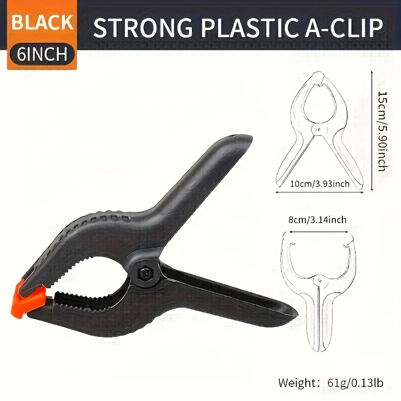 

10PCS 6 Inch Black Plastic Clamp， Quick Release Spring Clamps for Woodworking & DIY Projects， Non-Marring Grip