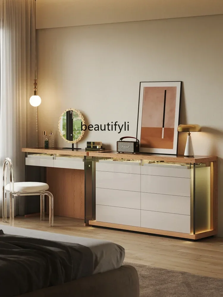 

Italian dresser chest integrated light luxury bedroom bedside jewelry cabinet makeup table0420