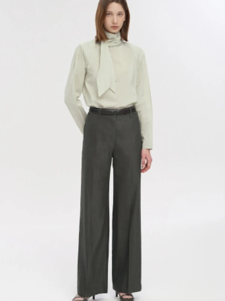 

Summer New High Waist Straight Leg Suit Pants Korean Style Business Casual Trousers with Belt Versatile Commuting Wear