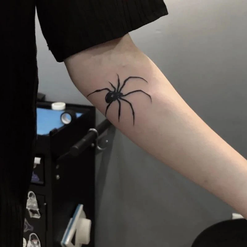 1 ورقة ملصقات وشم مؤقتة مقاومة للماء على شكل عنكبوت، مقاومة للماء تدوم طويلاً لمدة أسبوعين، للذراع والساق #2