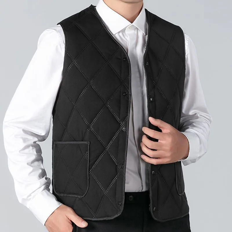 

Autumn Down Cotton Vest Men's Warm Vest Plus Velvet Thickened Casual Loose Versatile Vest