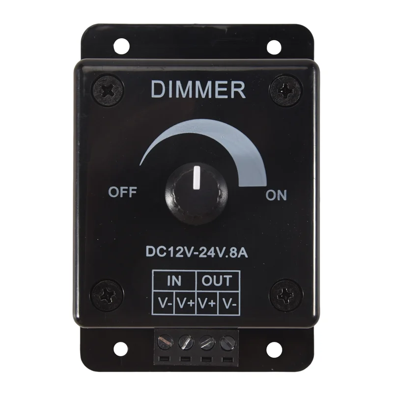 AB31-Black LED Dimmer Switch DC 12V 24V 8A Adjustable Brightness Lamp Bulb Strip Driver Single Color Light Power Supply Controll
