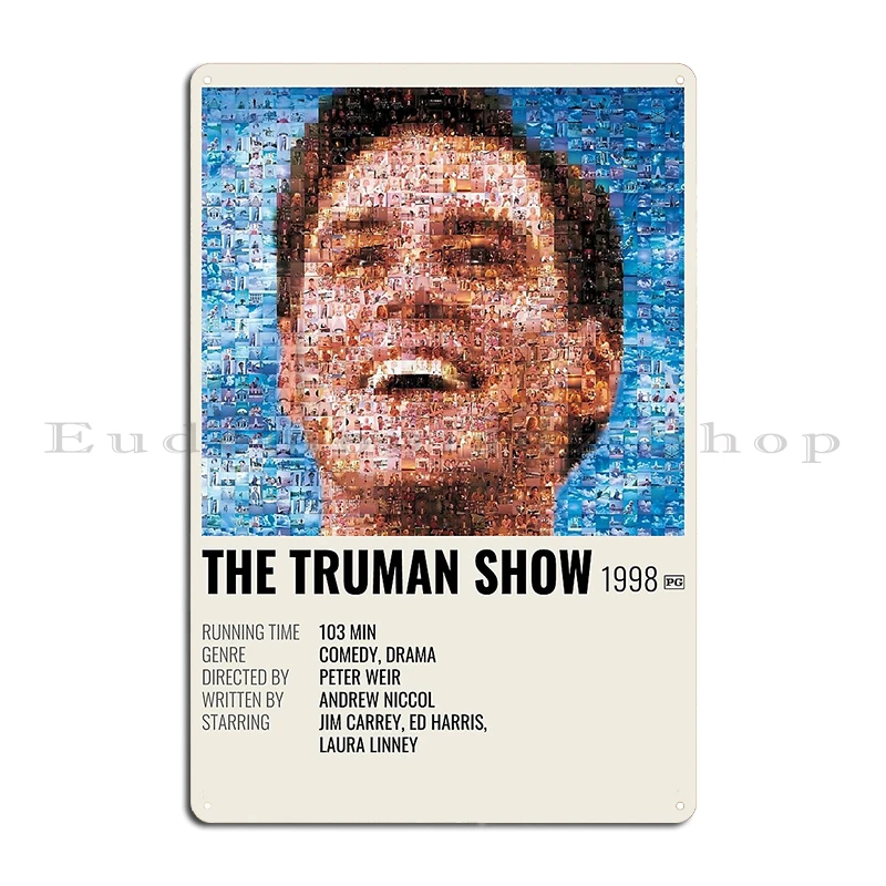 poster of the film The Truman Show by Peter Weir (1998) Movie HD Metal Printing Garage Plaques Wall Decor Designs Bar Tin Sign