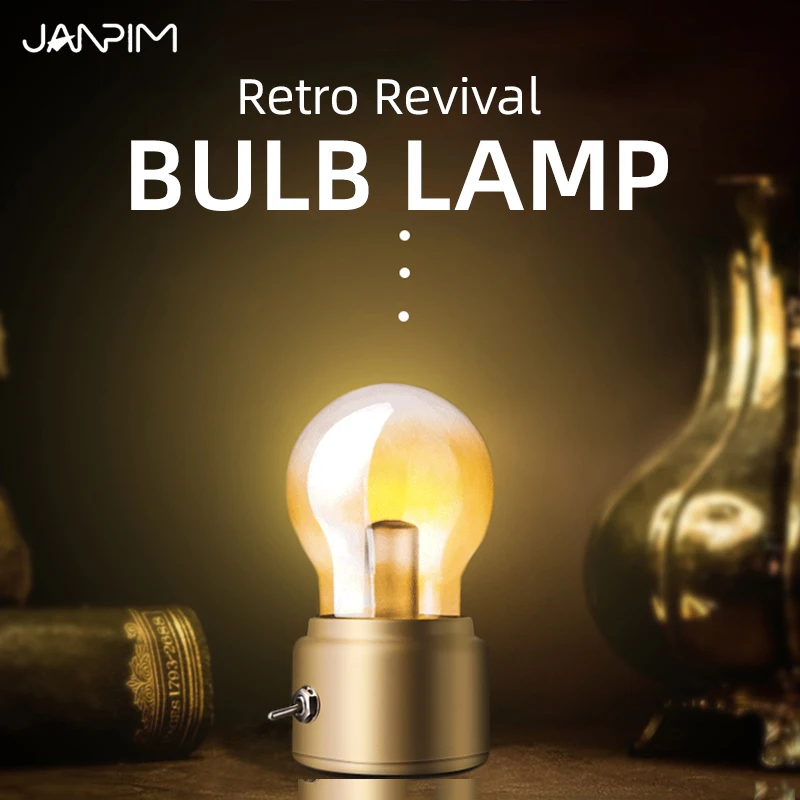 

Janpim ретро реквизитная лампа, светодиодный ночник, зарядка через USB, детский подарок, настольная лампа, ночник для спальни