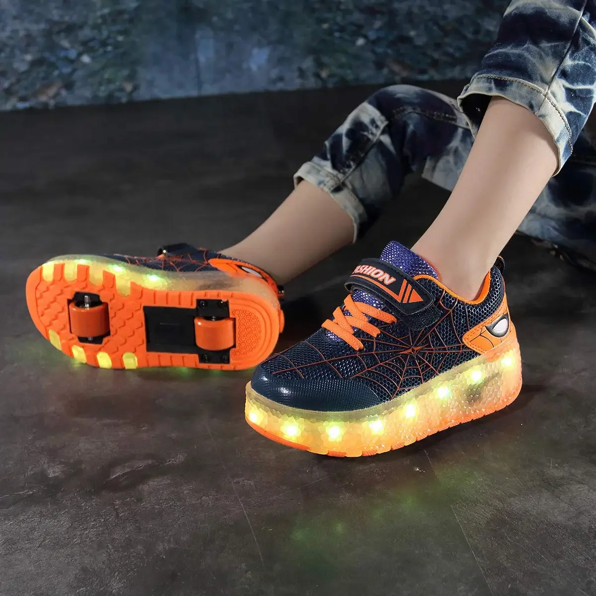 YUNICUS Rollers Skate Shoes For Boy Girls Led Usb Charging Roller Shoes Glowing Light Up Luminous Sneakers With Wheels Shoes