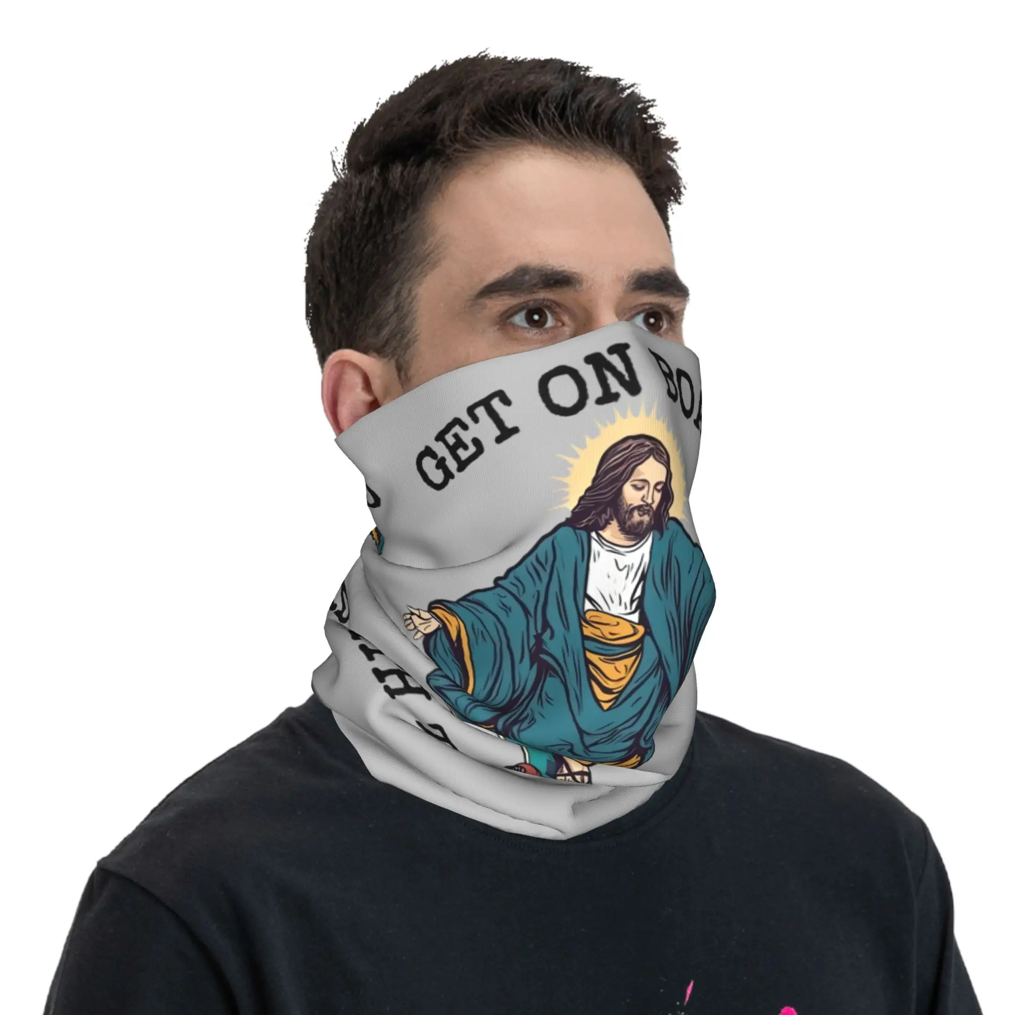 مخصص مضحك يسوع التزلج Longboard باندانا الشتاء الرقبة الرجال يندبروف التفاف الوجه وشاح للمشي كريستيان الجراب عقال #5