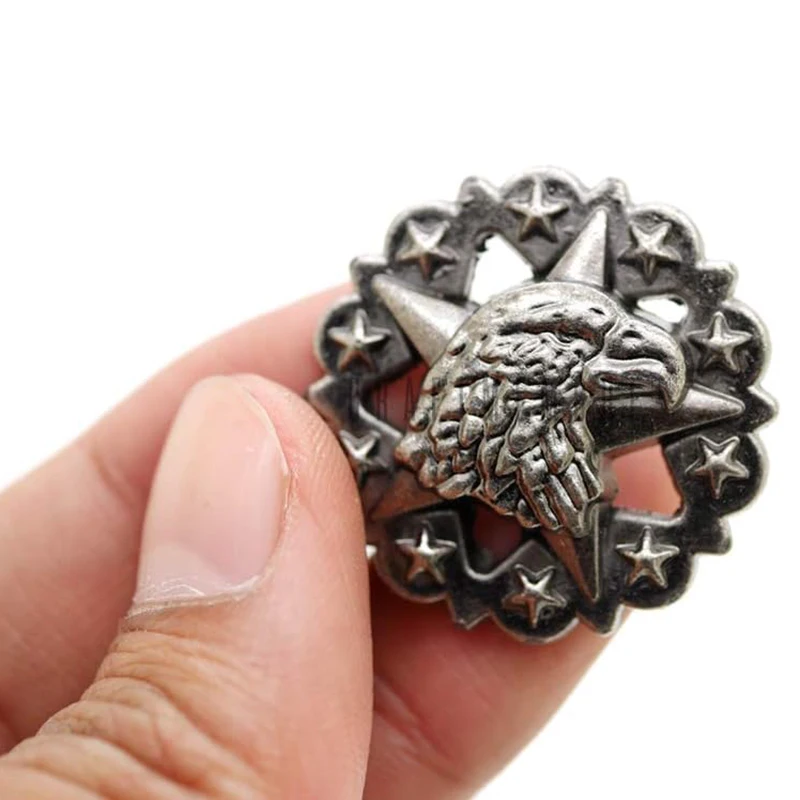 5 PCS Eagle Buckle Retro Stars Hollow Out Engraving Shape Conchos Leather Tack Leathercraft DIY Decoration Accessories