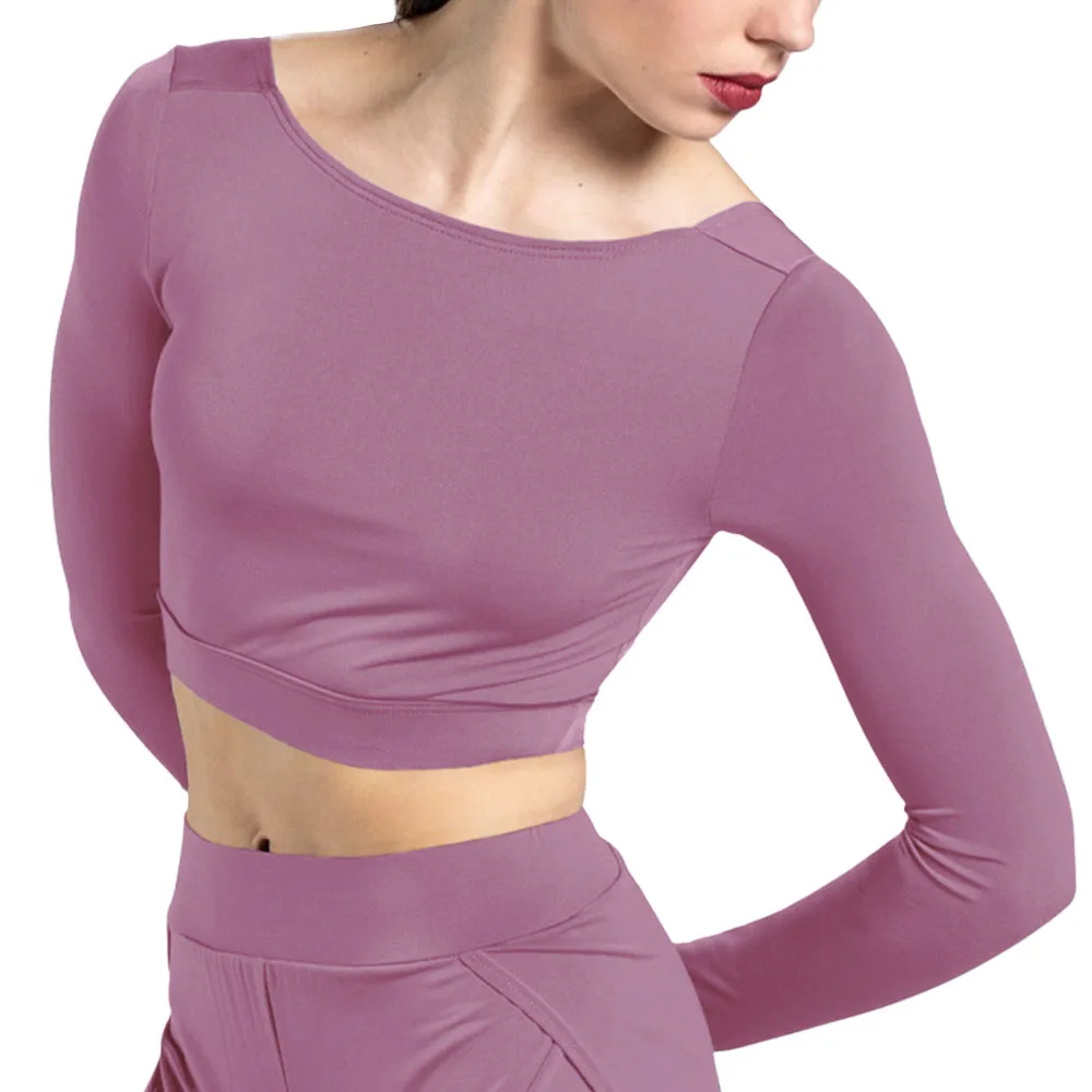 MiDee Lyrical Dance Suit for Girl Crop Top with Pant 2 Piece Contemporary Ballet Training Stage Performance Outfit for Women