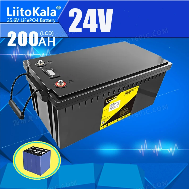 LiitoKala 48V 100Ah LiFePo4 Battery 24V 200Ah RV Energy Storage Rechargeable Built in BMS for Power Lights Electrical Scooter