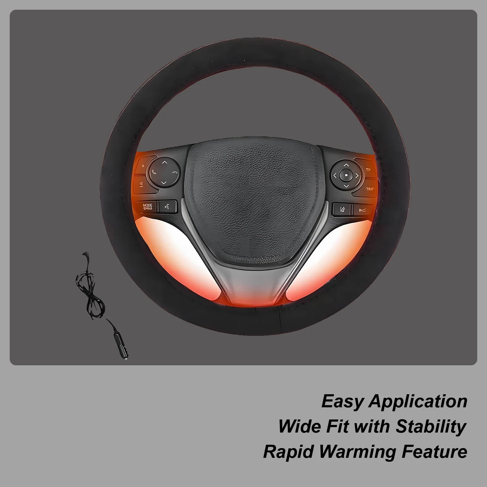 12V Heated Car Steering Wheel Cover Winter Cold Weather Safe Driving Heating Vehicle Steering Wheel Protector Cover