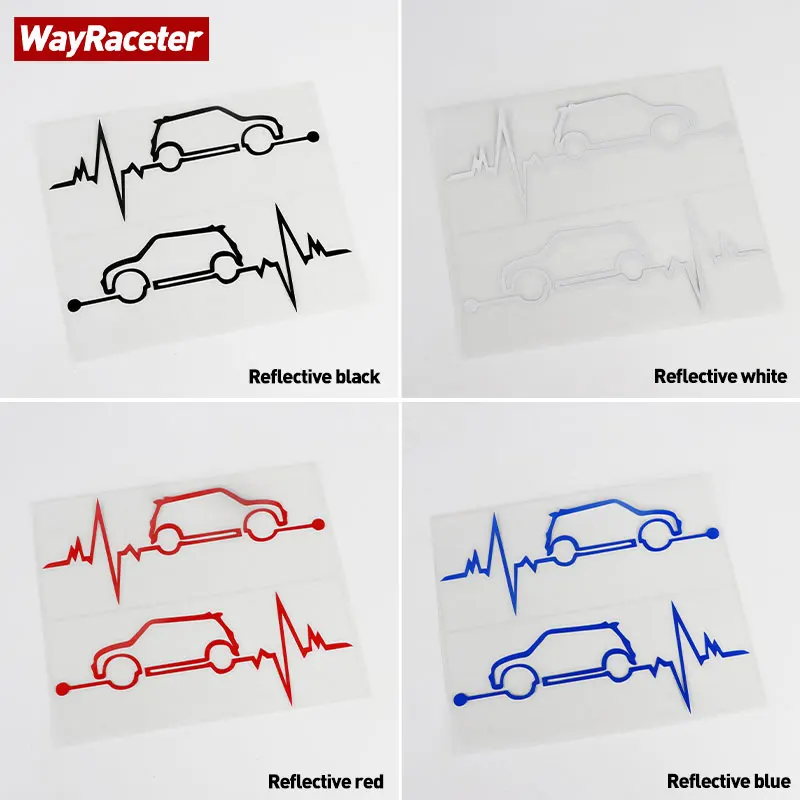 2 Pcs Cooper In My Heart Creative Reflective Viny Window Sticker For MINI JCW R50 R52 R53 R56 F55 F56 F57 R55 F54 R60 F60 R61