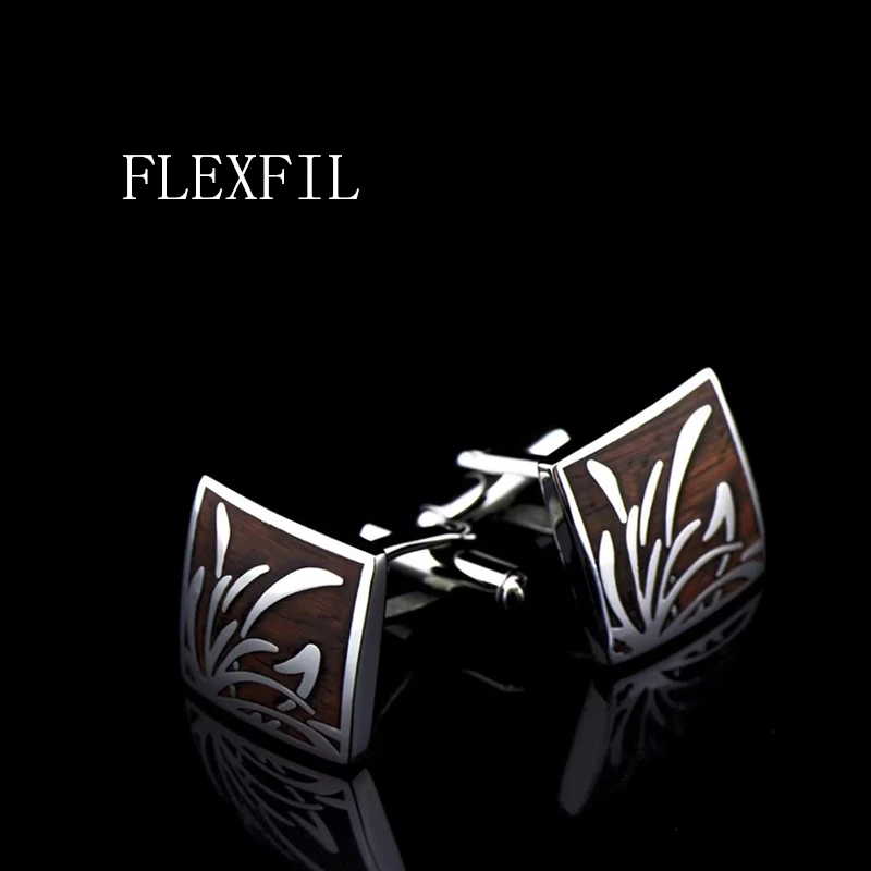 

Роскошные запонки FLEXFIL для мужских рубашек, брендовые квадратные запонки из красного дерева, свадебные запонки, ювелирные изделия.