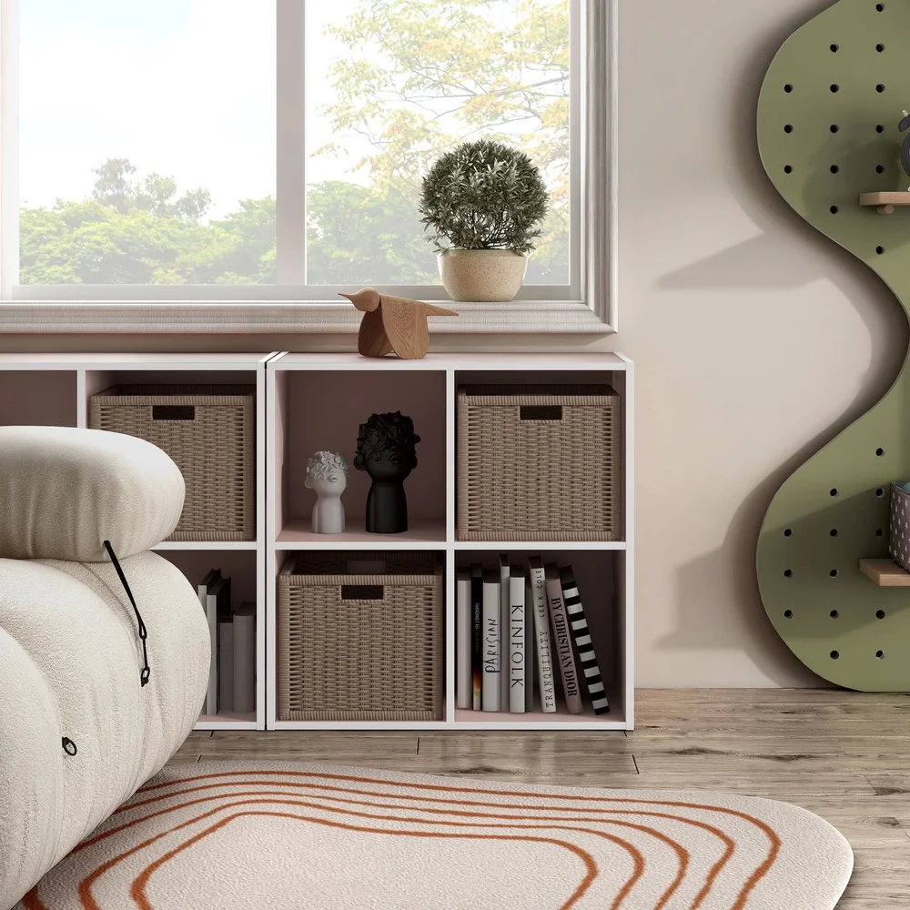 أرفف تخزين مكعبة قابلة للتكديس، خزانة كتب للأطفال، منظم خشبي حديث مع أجهزة مضادة للطرف، غرفة نوم مثالية للمنزل والمكتب