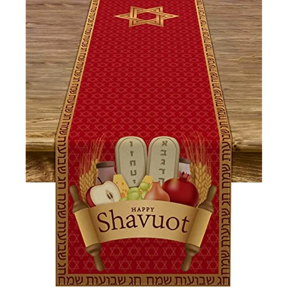 Shavuot Table Runner The Feast of Weeks Tablecloth Jewish Pilgrim Festival Holiday Kitchen Dinning Home Decoration