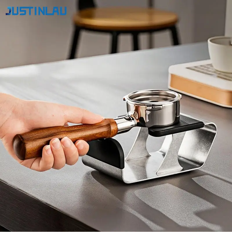 JUSTINLAU Universal Coffee Tamper Stand Coffee Portafilter Stand Stainless Steel Anti-Slip Bracket with Tamper Mat Barista Tools