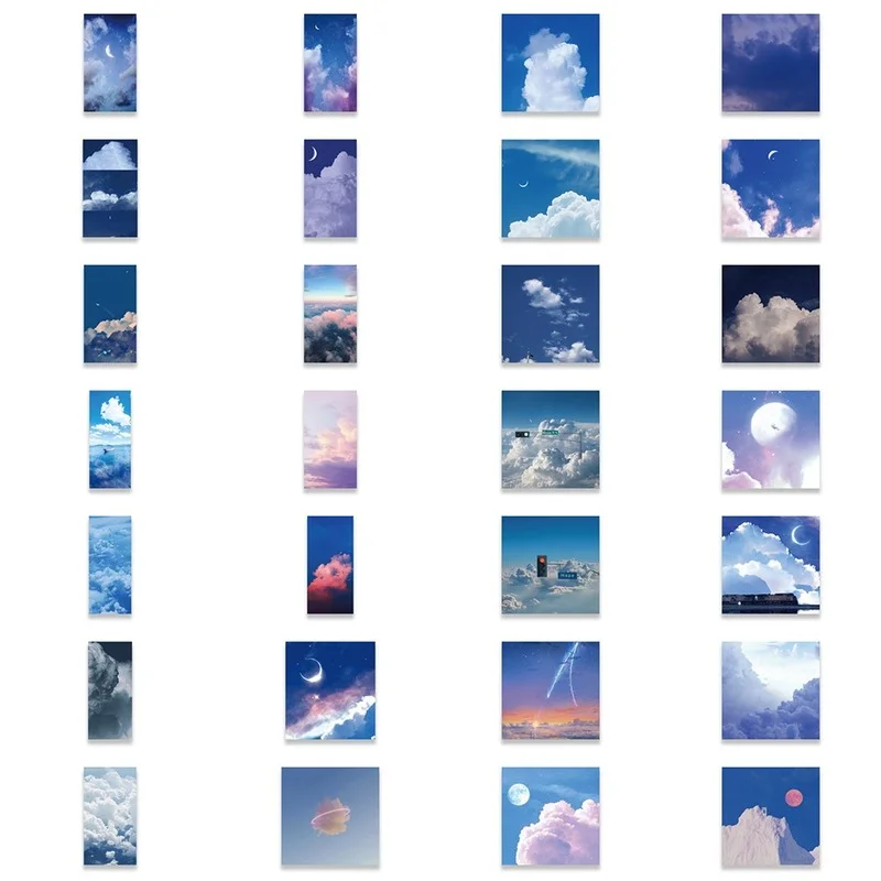 10/50pcs Sky Cloud Stickers Aesthetic Ins Healing Style Decals Decoration  DIY Scrapbook Laptop Album Guitar Stationery Stickers