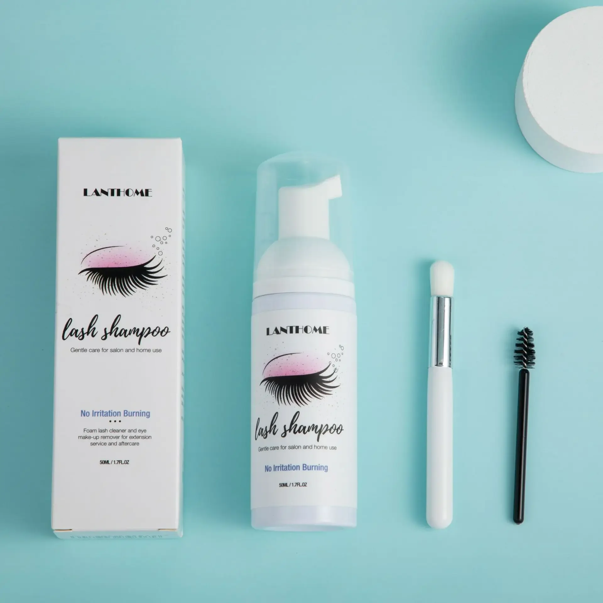 แนะนํา Lanthome Eyelash Shampoo Gentle Gentle Eyelash Cleanser พร้อมโฟมล้างเครื่องสําอาง