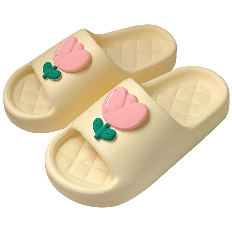 Women Slipper Cute Tulip Slippers For Summer Outwear Thick Sole Anti Slip And Odor Proof Home Slipper