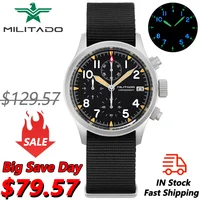 Reloj Militado ML1868KF de cuarzo con 3 esferas VK67, movimiento cronógrafo, relojes luminosos, cristal de zafiro, reloj de pulsera resistente al agua de 100m