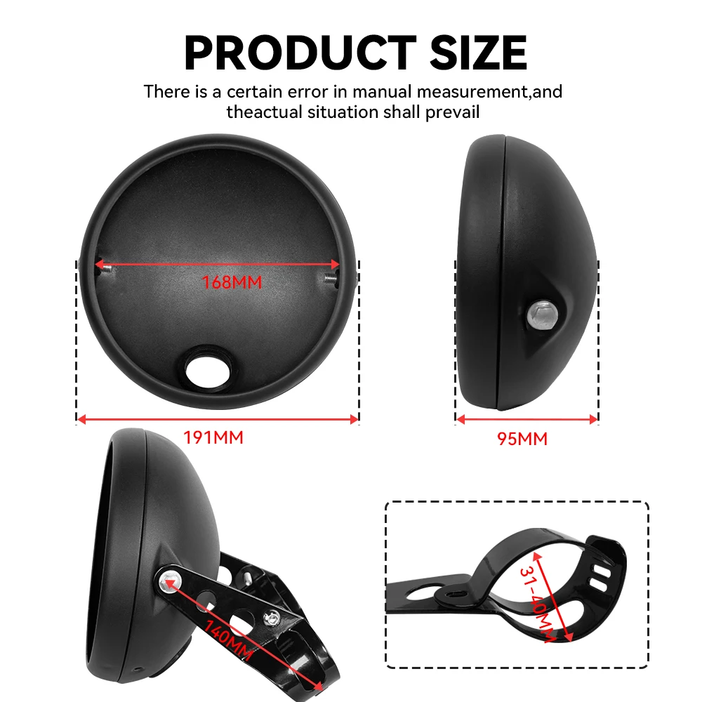 7-дюймовый корпус для мотоциклетной фары, черный Модифицированный Корпус для передней фары, детали для передней фары, корпус для круглого корпуса